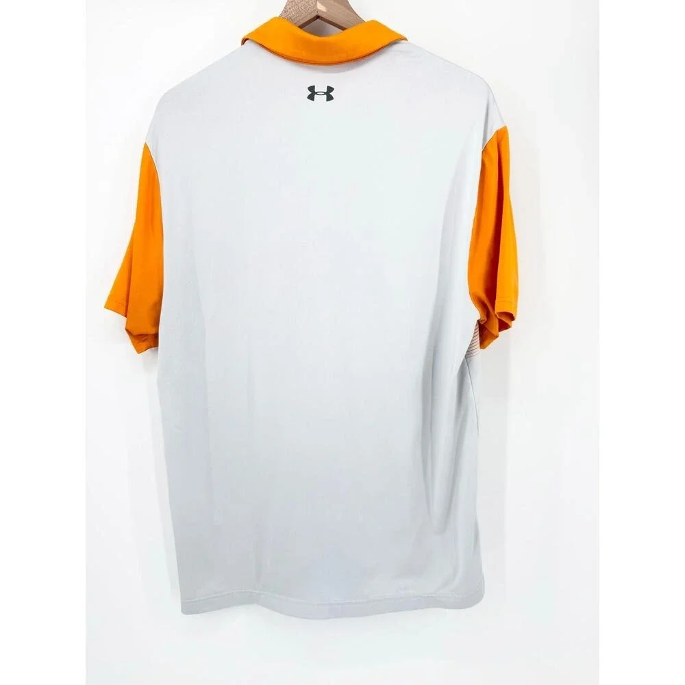 Under Armour Playoff Golf Polo Men's L Orange Gray Ombre Stripe Performance